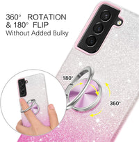 BENTOBEN Galaxy S21 Case, Slim Fit Glitter Sparkly with 360° Ring Holder Kickstand Magnetic Car Mount Supported Protective Girls Women Cover for Samsung Galaxy S21 6.2" 2021, Pink
