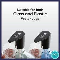 Narpump Whisper Ultra Silent, Very Fast Electric Water Bottle Pump, Drinking Water Dispenser Pump for 1-5 Gallon Water Jug, Portable Adapter with Child Lock for 5 Gallon Jug, USB Rechargeable, Black