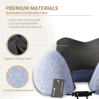 BIGTONE Travel Pillow 100% Pure Memory Foam Neck Pillow, Comfortable & Breathable Cover, Machine Washable, Airplane Travel Kit with 3D Contoured Eye Masks, Earplugs, and Luxury Bag, Standard (Blue)