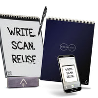 Rocketbook Flip - with 1 Pilot Frixion Pen & 1 Microfiber Cloth Included - Dark Blue Cover, Letter Size (8.5" x 11")