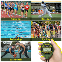 ANTEQI Stopwatch Waterproof with ON/Off Function, Digital Simple Stopwatch Timer with 20-Laps Split Memory, No Clock No Calendar No Alarm, Silent Stop Watch for Sports Coaches Swimming Running