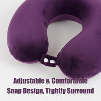 Sexysamba Pure Memory Foam Travel Pillow Set for Adults - Comfortable & Removable Machine Washable Cover, Neck Support Pillow Airplane Travel Kit with Eye Mask for Portable Plane Accessories - Purple