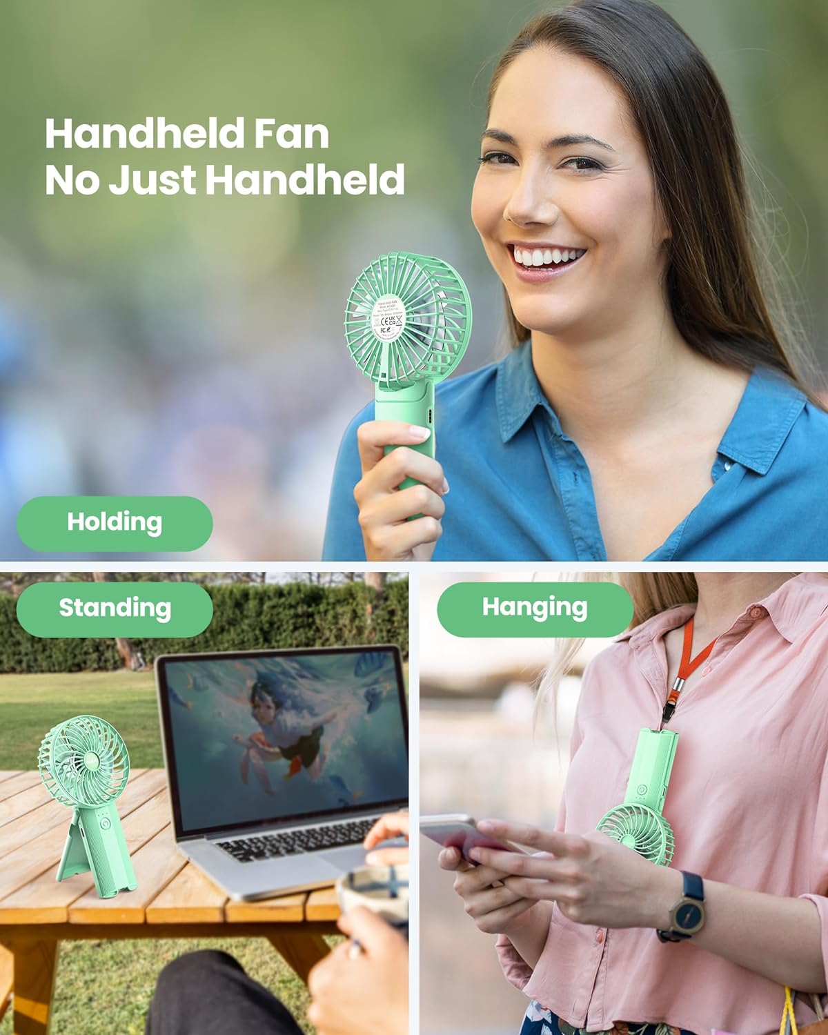 AaoLin Handheld Fan [6-15H Working Time] Foldable Hand Held Fan USB Rechargeable, 4 Speeds Portable Personal Mini Fan, Battery Operated Desk Fan for Stylish Girl Women Travel/Commute/Makeup/Office
