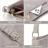 BOSTANTEN Crossbody Bags for Women Leather Zipper Pocket Crossbody Shoulder Purses Medium Size, A-05-retro Grey, Small, Crossbody Purses for Women