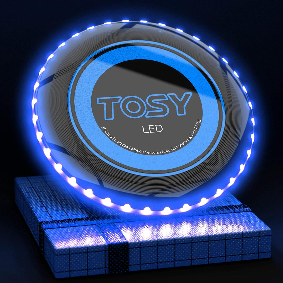 TOSY 36 and 360 LEDs Flying Disc - Extremely Bright, Smart Modes, Glow in The Dark, Auto Light Up, Rechargeable, 175g, Perfect Birthday & Camping Gift for Men/Boys/Teens/Kids