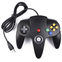 2 Pack Classic N64 USB Controller, kiwitatá Retro N64 Bit USB Remote Wired PC Joystick Controller for Windows XP 7 8 10 & Mac Retro Pie Black