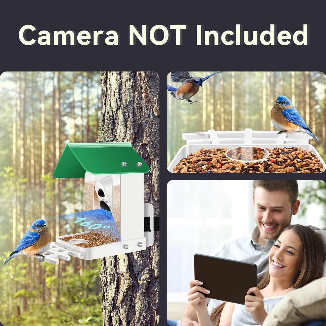 runofast Bird Feeder Compatible with Blink,Wyze,and Other Smart Camera for Bird Watching with Your Security Cam,Gift for Bird Lover-(Camera NOT Included)