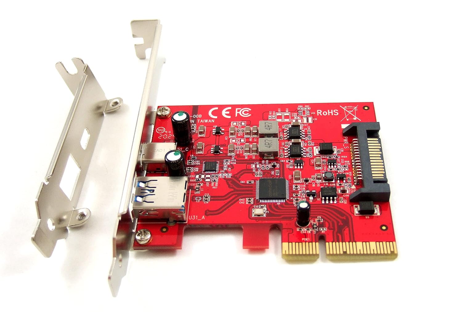 Ableconn PU31-AC-2 USB 3.1 Gen 2 (10 Gbps) Type-C & Type-A PCI Express (PCIe) x4 Host Adapter Card (ASMedia ASM2142 Chipset)