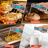Venigo Digital Meat and Food Thermometer for Cooking and Grilling, Waterproof Instant-Read Cooking Thermometer, Kitchen Probe Thermometer for Baking, Roasting, Smoking, Deep Frying (Silver)