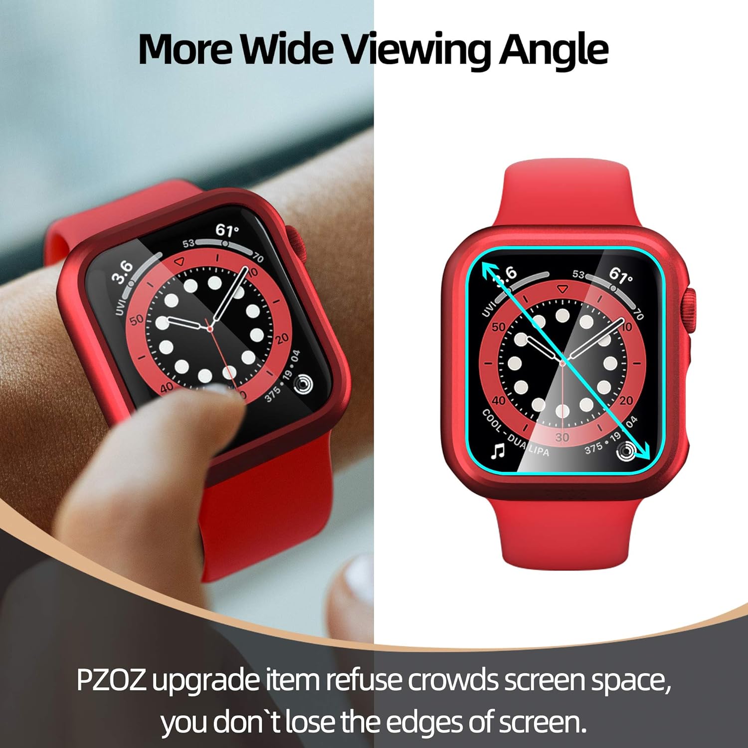 pzoz Compatible Apple Watch Series 6/5 /4 /SE 44mm Case with Screen Protector Accessories Slim Guard Thin Bumper Full Coverage Matte Hard Cover Defense Edge for Women Men New Gen GPS iWatch (Red)