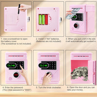 Veilxty Touch Screen Piggy Bank Electronic Password Piggy Bank for Kids, Music Piggy Bank Counting Money Bank Coin Bank ATM Banks for Boys and Girls (Pink)