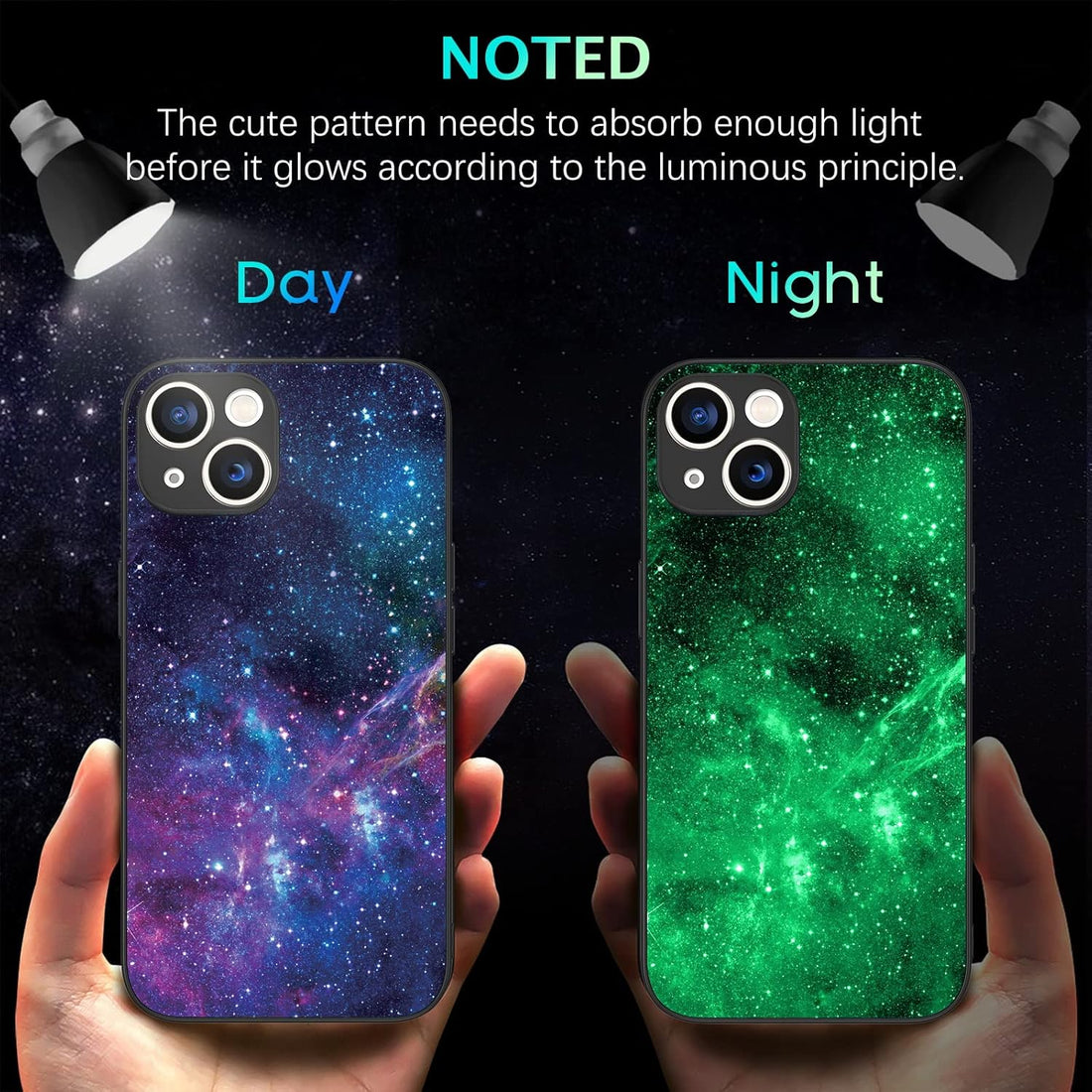 BENTOBEN iPhone 14 Case, iPhone 14 Phone Case, Slim Fit Glow in The Dark Hard PC Soft Flexible Shockproof TPU Bumper Protective Women Girls Boys Men Case Cover for iPhone 14 6.1" (2022), Nebula/Galaxy