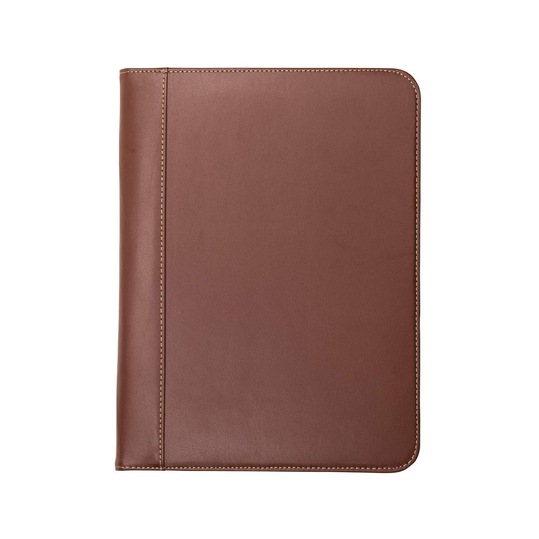 Samsill Contrast Stitch Leather Portfolio, 8.5 inch x 11 inch Writing Pad, Brown/Tan