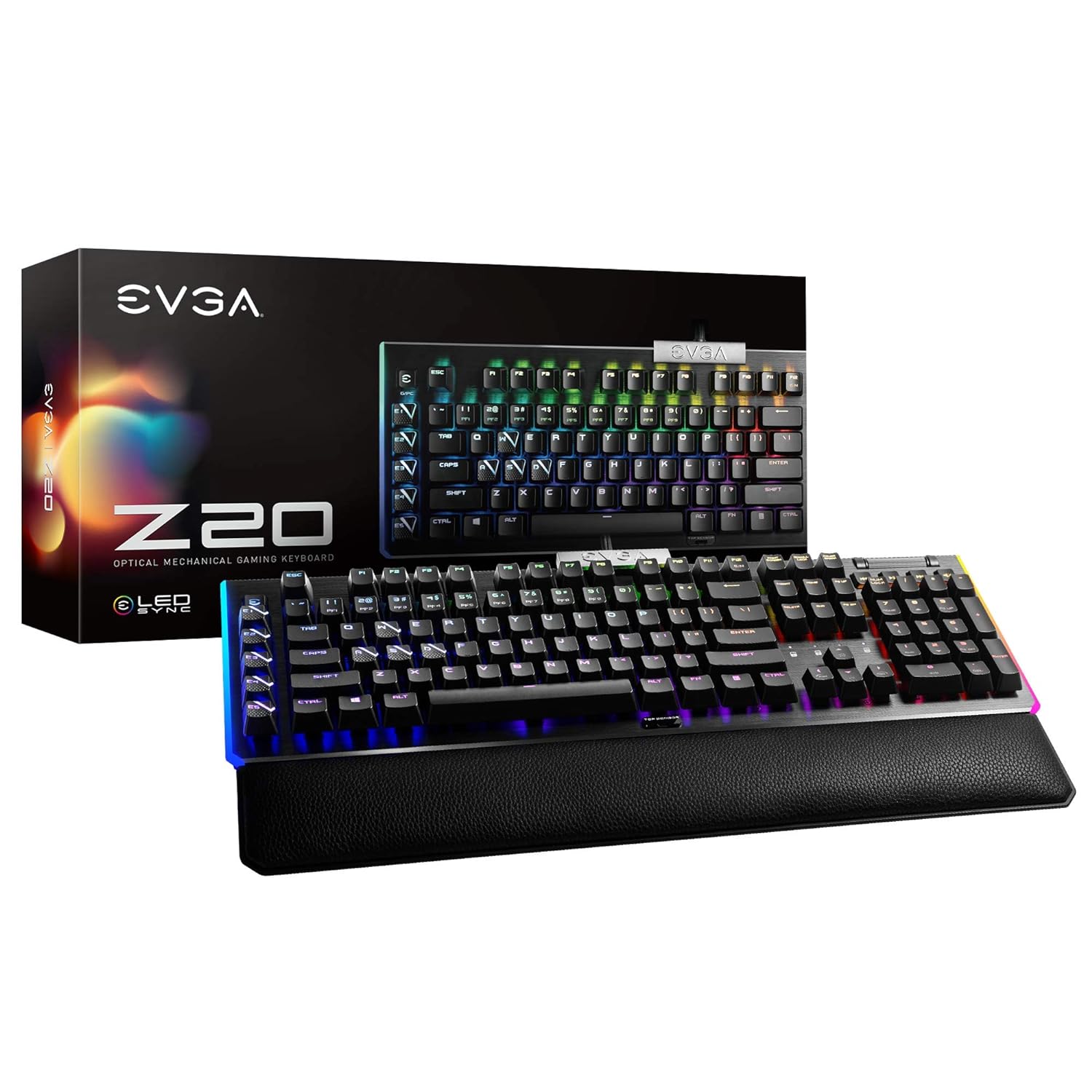 EVGA Z20 Rgb Optical Mechanical Gaming Keyboard, Optical Mechanical Switches (Linear), 811-W1-20Us-Kr, USB, Black