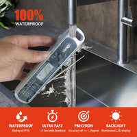 Venigo Digital Meat and Food Thermometer for Cooking and Grilling, Waterproof Instant-Read Cooking Thermometer, Kitchen Probe Thermometer for Baking, Roasting, Smoking, Deep Frying (Silver)