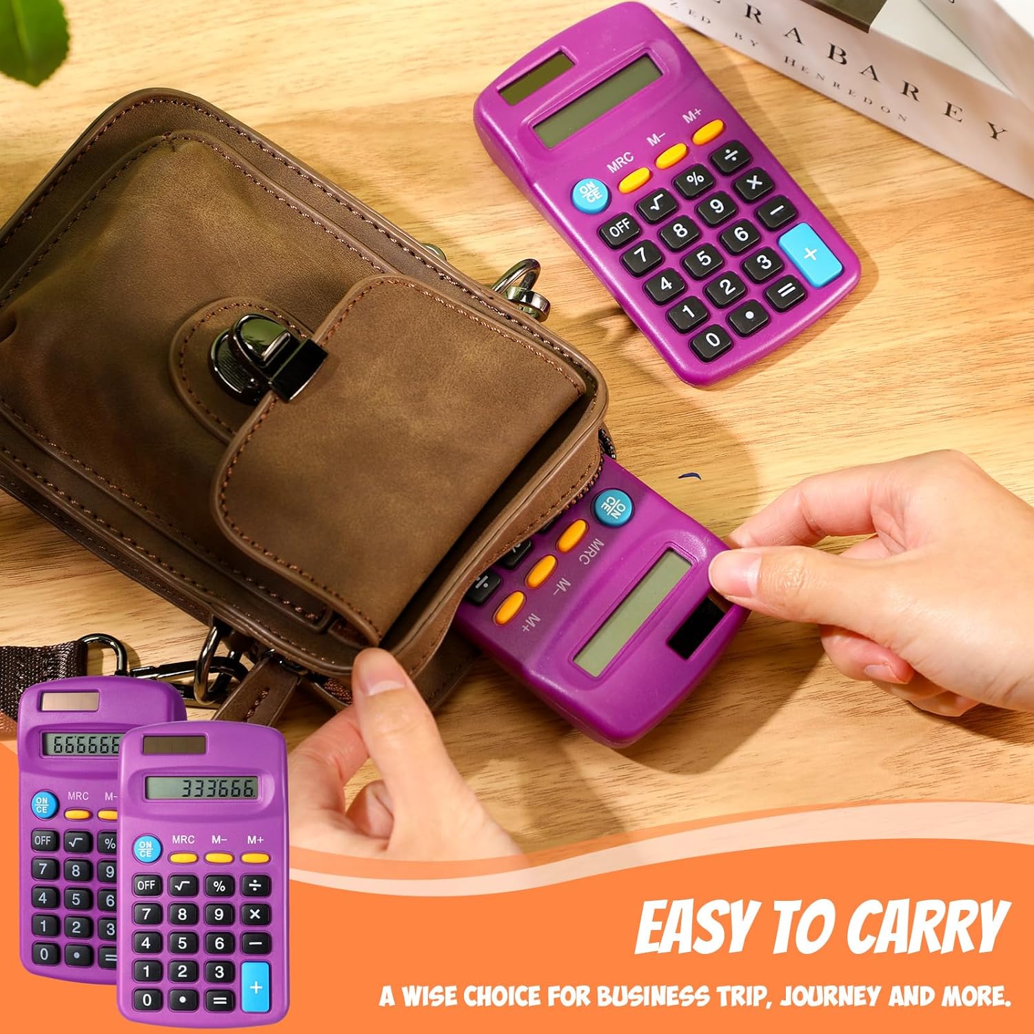 Copkim 24 Pieces Basic Calculators for Students Small Calculators Pocket Size Mini Calculators Dual Powered Handheld Calculator 8 Digit Display Desktop Calculators for School Desktop Home (Purple)