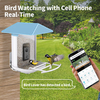 Yukhsin AI Smart Bird Feeder with Camera Solar Powered - 1080P HD Camera for Bird Watching Auto-Identifies 11,000+ Birds, 128GB Micro SD Card Included, Real-Time Viewing, 30 Days Free Cloud Storage