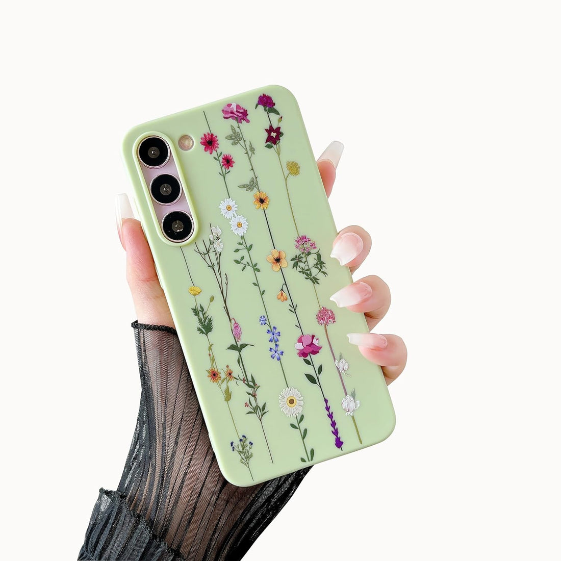 ZTOFERA Floral Case for Samsung Galaxy S23 Plus 5G,Cute Flower Pattern Case for Girls Women,Flexible Silicone Protective Slim Shockproof Bumper Phone Cover for Samsung Galaxy S23 Plus,Green