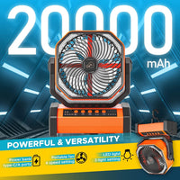CRST 20000mAh Battery Operated Oscillating Fan with Remote (20000 mAh Oscillating, Orange)