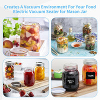 Electric Mason Jar Vacuum Sealer, BTEDZSW Mason Jar Vacuum Sealer Kit with Wide & Regular Mouth Mason lids,Type-C Charging for Food Vacuum Storage and Sealing Preservation