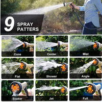 WIOEERS Zinc Alloy High Pressure Water Pipe Nozzles With Garden Hose Connectors, 9 Discharge Modes, Hand-held High Pressure Water Sprayer for Garden Watering, Car Washing