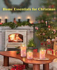 Flameless Candle,Battery Powered with Embedded Starlight String, 3Pack LED Candles, 10-Key Remote Control, 24-Hour Timer Function, Dancing Flame, Real Wax.Pink（Batteries not Included）