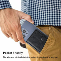 Bocasal for MagSafe Wallet Magnetic Card Holder, RFID Blocking Leather Card Slots for iPhone 15/14/13/12 Pro/Max/Plus, Adjustable Kickstand Flip Mag Safe Wallet (Black)
