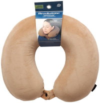 Brookstone Memory Foam Travel Neck Pillow for Vacations, Airplanes, Trains, Buses, and Cars, Khaki