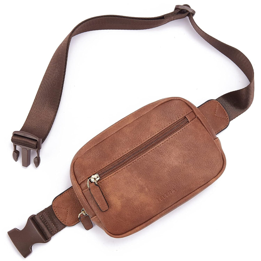 Telena Belt Bag for Women PU Leather Fanny Pack Crossbody Bags for Women Waist Bag with Adjustable Strap, 0-Brown, One Size