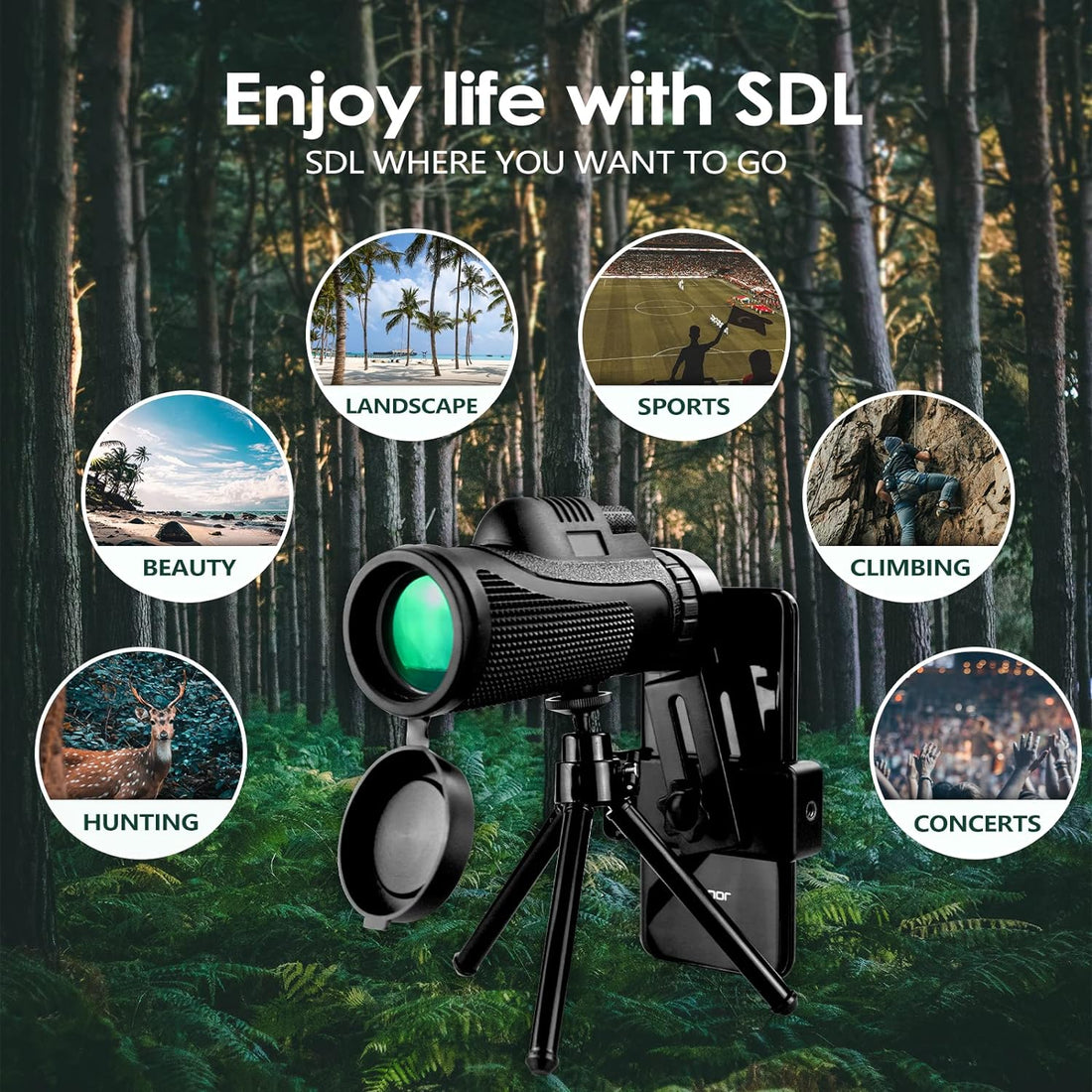 SDL Monocular Telescope 40x60 High Powered Monocular for Adults Monocular for Smartphone Adapter Monocular Telescope Hunting Wildlife Bird Watching Travel Camping Hiking