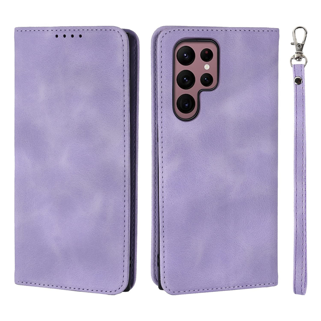 Ｈａｖａｙａ Funda para Samsung Galaxy S22 Ultra Wallet Case with Card Holder - Flip Cell Phone case with Wrist Strap for Galaxy S22 Ultra 5G - Fruit Purple