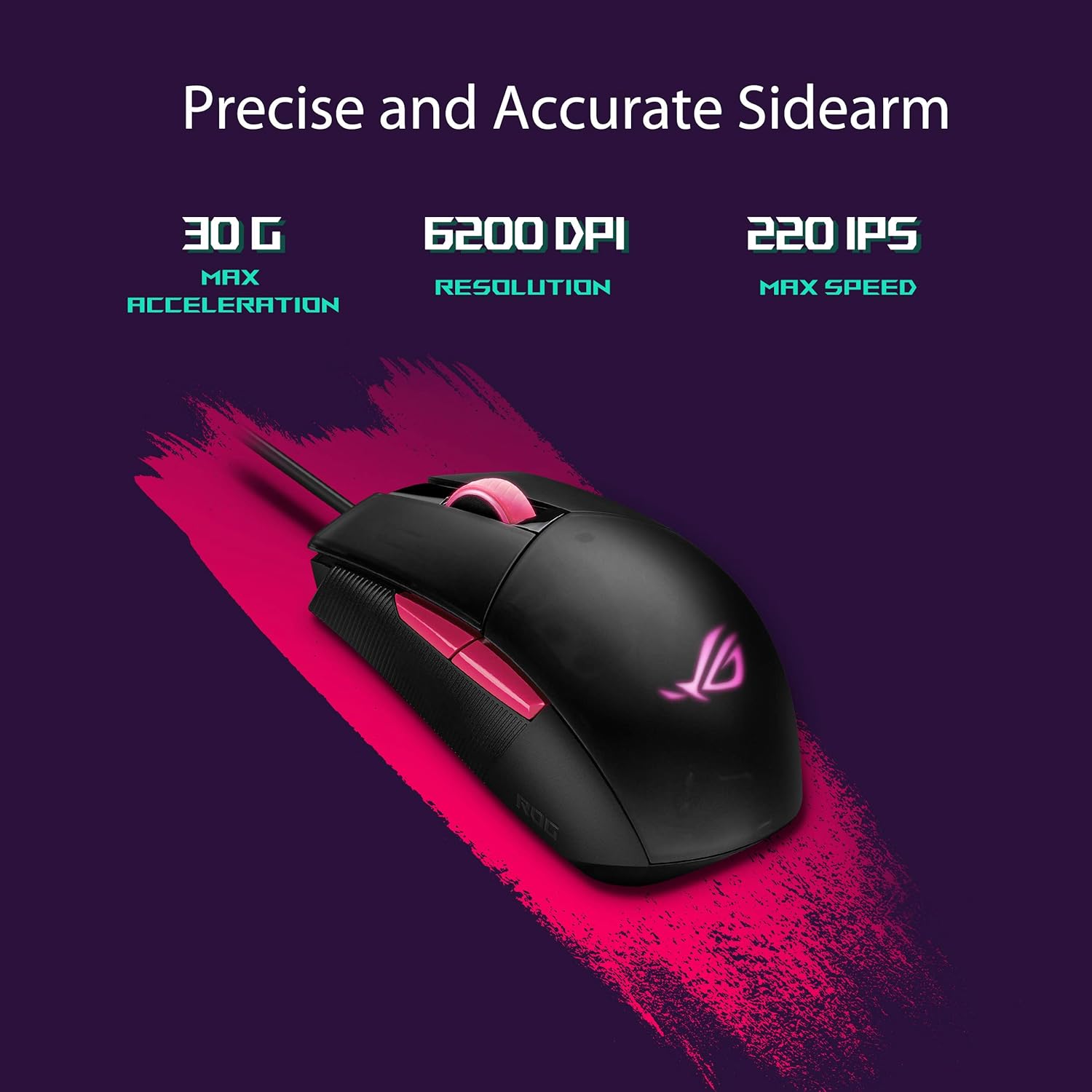 ASUS Optical Gaming Mouse - ROG Strix Impact II Electro Punk Edition | 6,200 DPI Sensor | Wired Gaming Mouse for PC | Ultimate Comfort | Aura Sync RGB, Armoury II