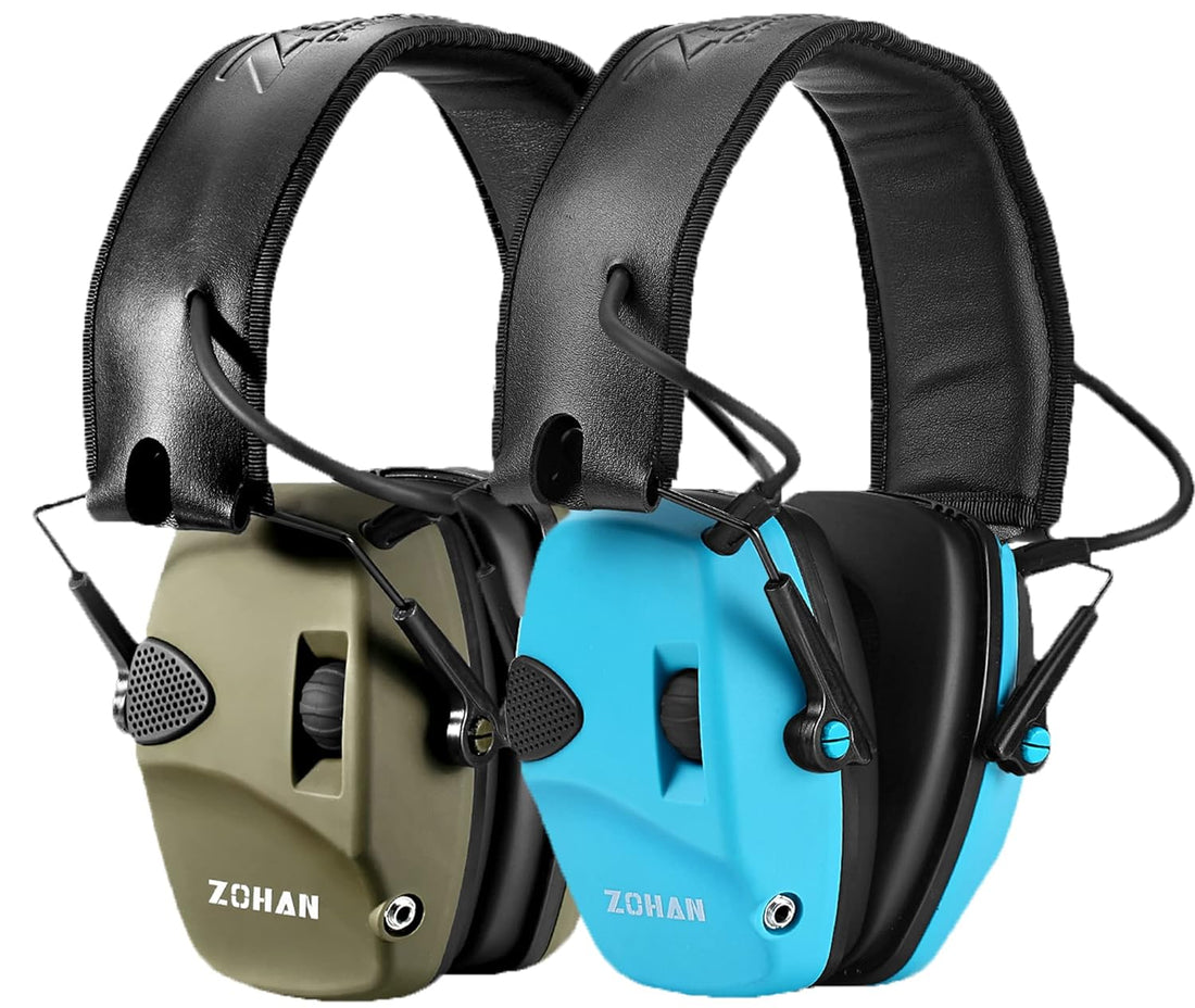 ZOHAN EM054 Electronic Shooting Ear Protection 2 Packs, Slim Hearing Protection Noise Reduction Earmuffs for Gun Range