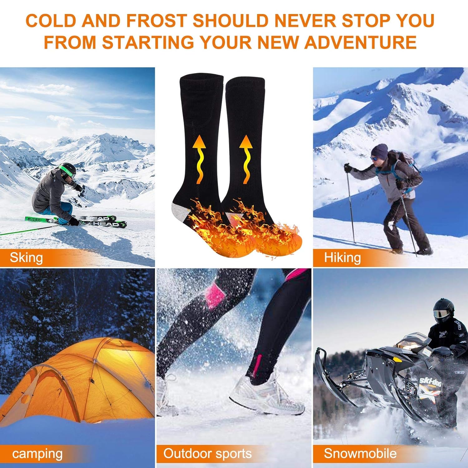 Heated Socks for Men with 5V 5000mAh Battery Electric Socks for Women Rechargeable Heating Sock Winter Warmer Thermal Sock for Riding Skiing Motorcycling Fishing Hiking