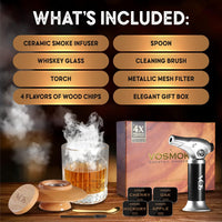 Cocktail Smoker Kit - Complete Drink Smoker Set with Torch Four Wood Flavors in Elegant Gift Box