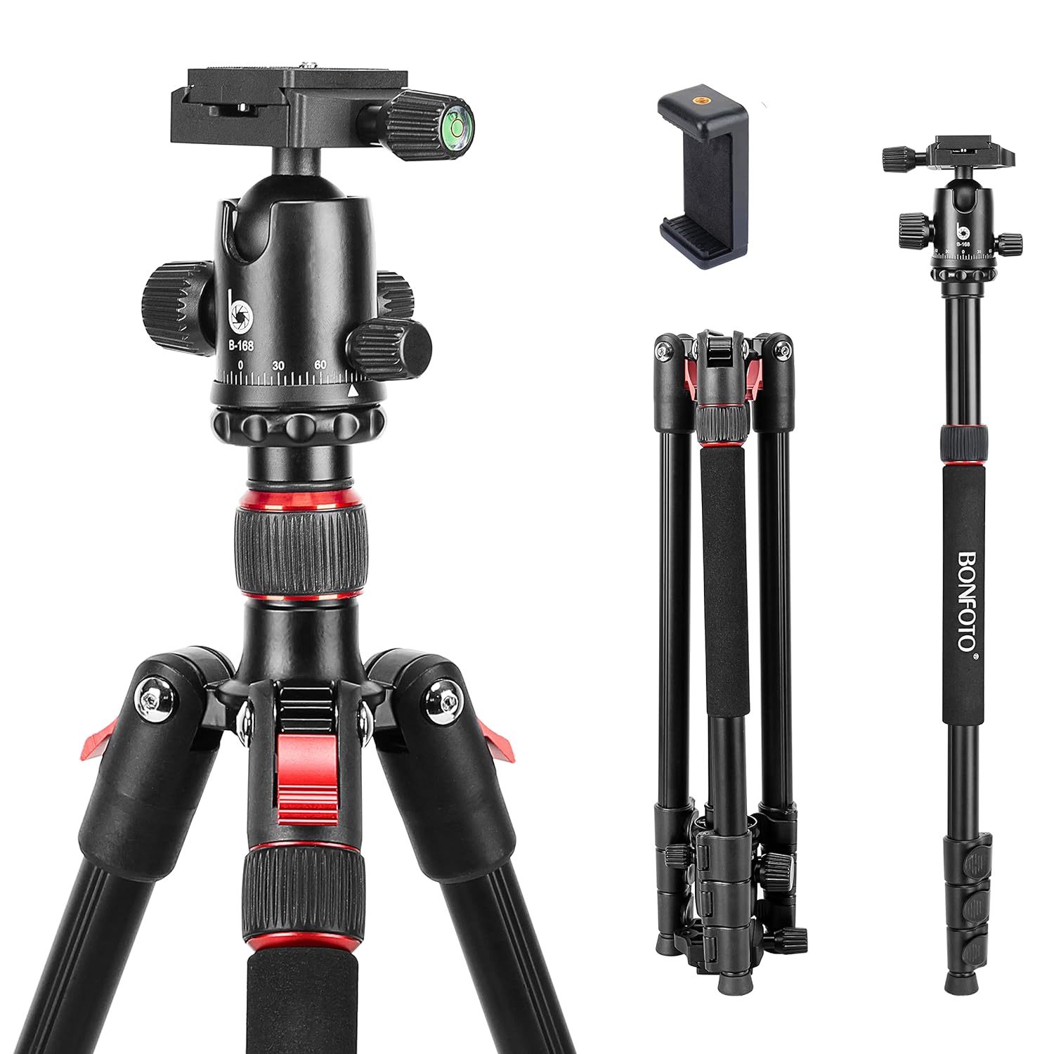 70 Inches Tripod, Lightweight Aluminum Camera Tripod for DSLR, Photography Tripod with 360 Degree Ball Head 1/4" Quick Release Plate Load up to 18 Pounds