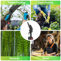 6-Inch Cordless Mini Chainsaw - Portable Electric Saw for Wood Cutting. Powerful Battery-Powered Handheld Chainsaw with Safety Lock. Ideal for Tree Trimming Courtyard Household Garden