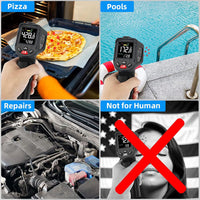 Infrared Thermometer Temperature Gun -58°F ~1382°F, Digital Laser Thermometer Gun for Cooking, Pizza Oven, Grill, IR Thermometer Temp Gun with Adjustable Emissivity Max Min Avg Measure
