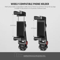 NEEWER Metal Phone Tripod Mount Adapter with Cold Shoe Base, 360° Phone Holder with 2 Cold Shoe Mount for Video Light and Mic for Vlogging, Universal Compatible with iPhone Samsung Huawei, PA001