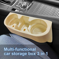 Augeny Car Cup Holder, Multifunctional Portable Center Console Armrest Storage Box Cup Holders, Vehicle Seat Gap Organizer for Mug Bottle Cell Phones Keys Coffee Coasters Cards (Beige)