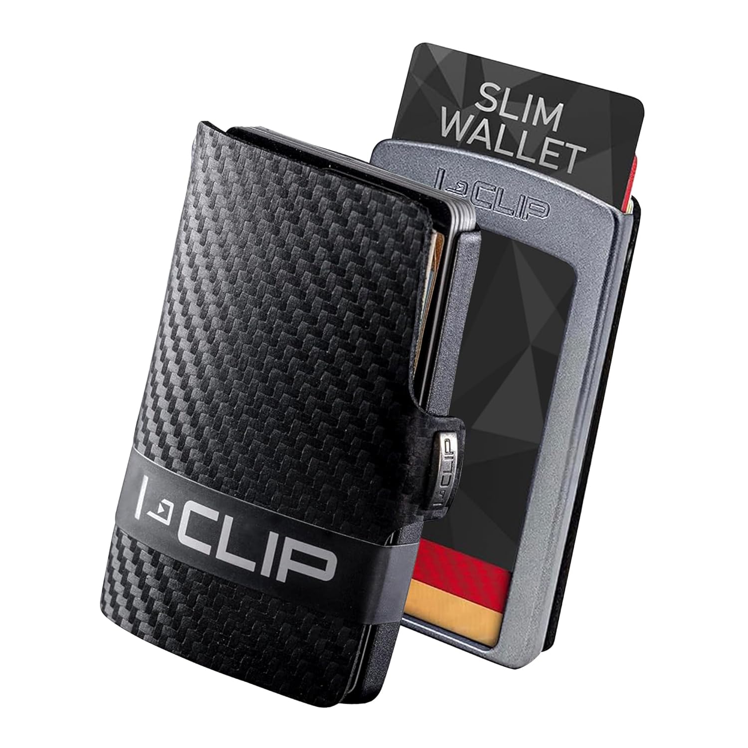 I-CLIP - Gunmetal Black (Carbon Fiber) - Slim Wallet - Minimalist, Thin Design & Money Clip