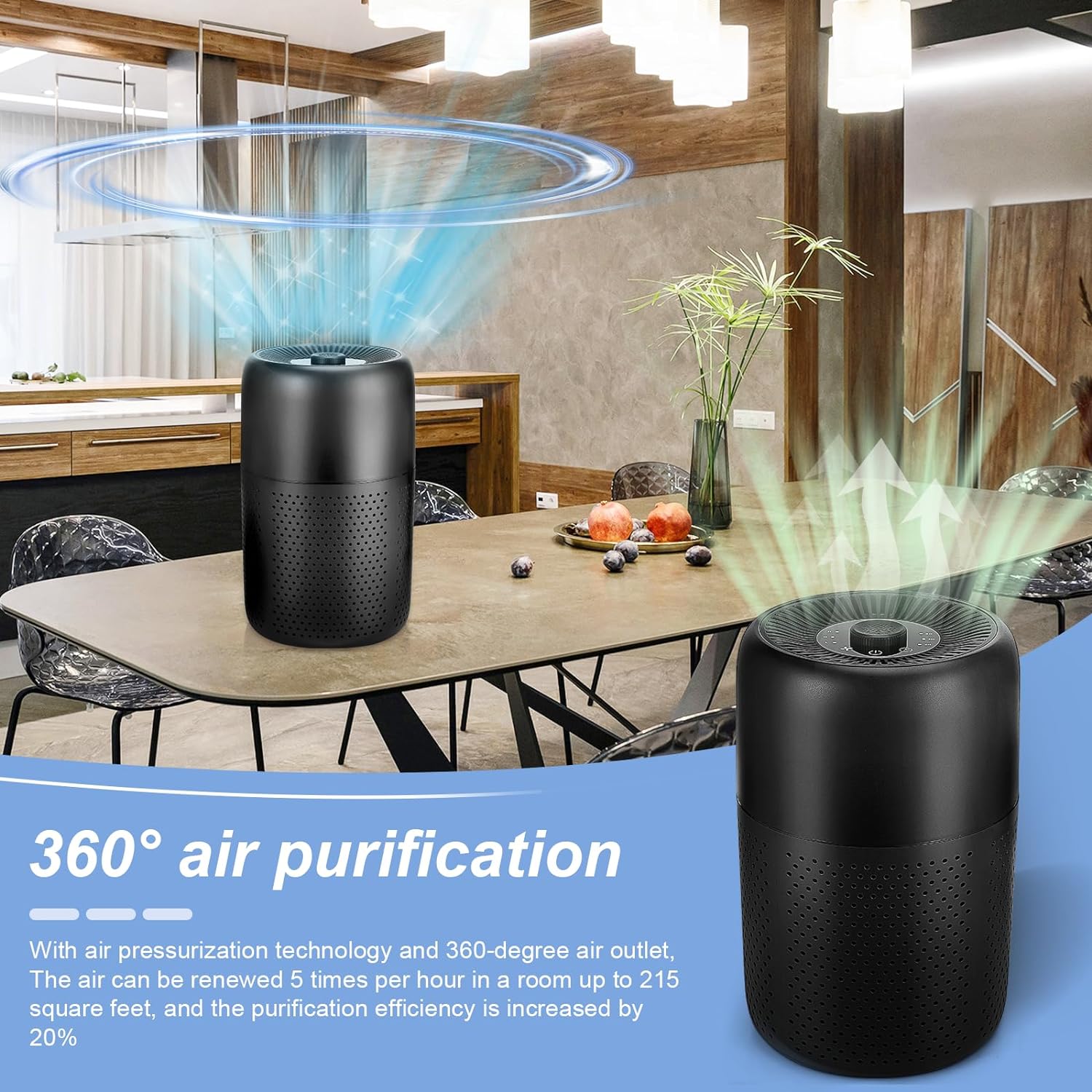 2 Pack TPLMB Air Purifiers for Bedroom,H13 HEPA Filters,Fragrance Sponge for Better Sleep,For Dust Smoke Hair Wildfire Particles,24dB Filtration System, P60 (Black)