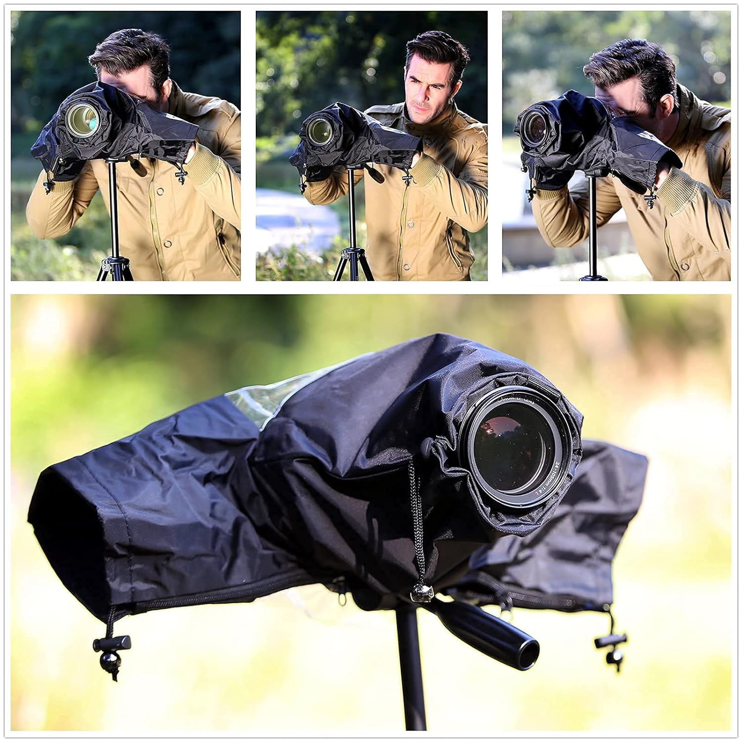 DSLR Mirrorless Camera Rain Cover Sleeve Large Raincoat Dust Proof Protector for Canon EOS R5 R6 Rp Ra R 7D 6D 5D Mark IV III II Rebel T8i T7i T7 T6i T6s T6 T5i T5 SL3 SL2 90D 80D 77D 70D SX70 SX60