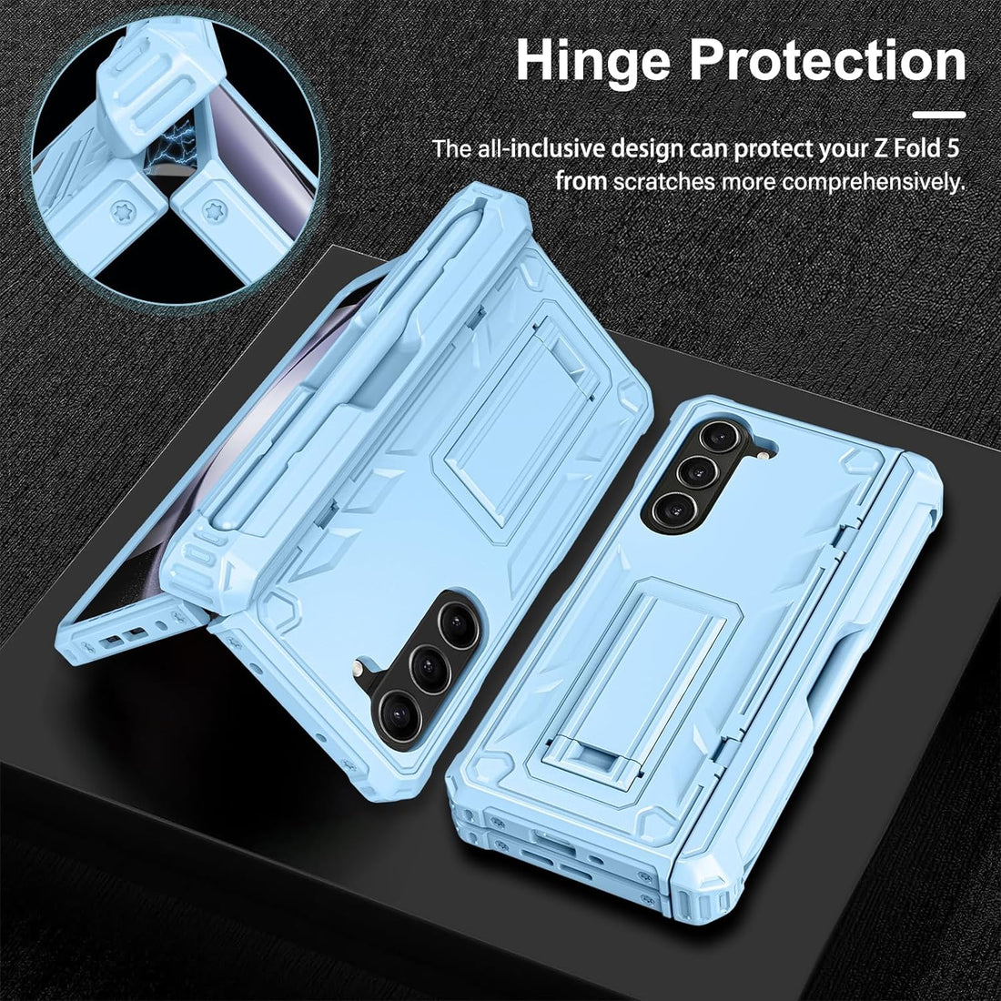 LONTECT for Galaxy Z-Fold 5 5G Case Military Grade Protection Shockproof Heavy Duty Case Built in Screen Protector&S Pen Slot Rugged Drop Protective Cover Case for Samsung Galaxy Z Fold 5,Blue