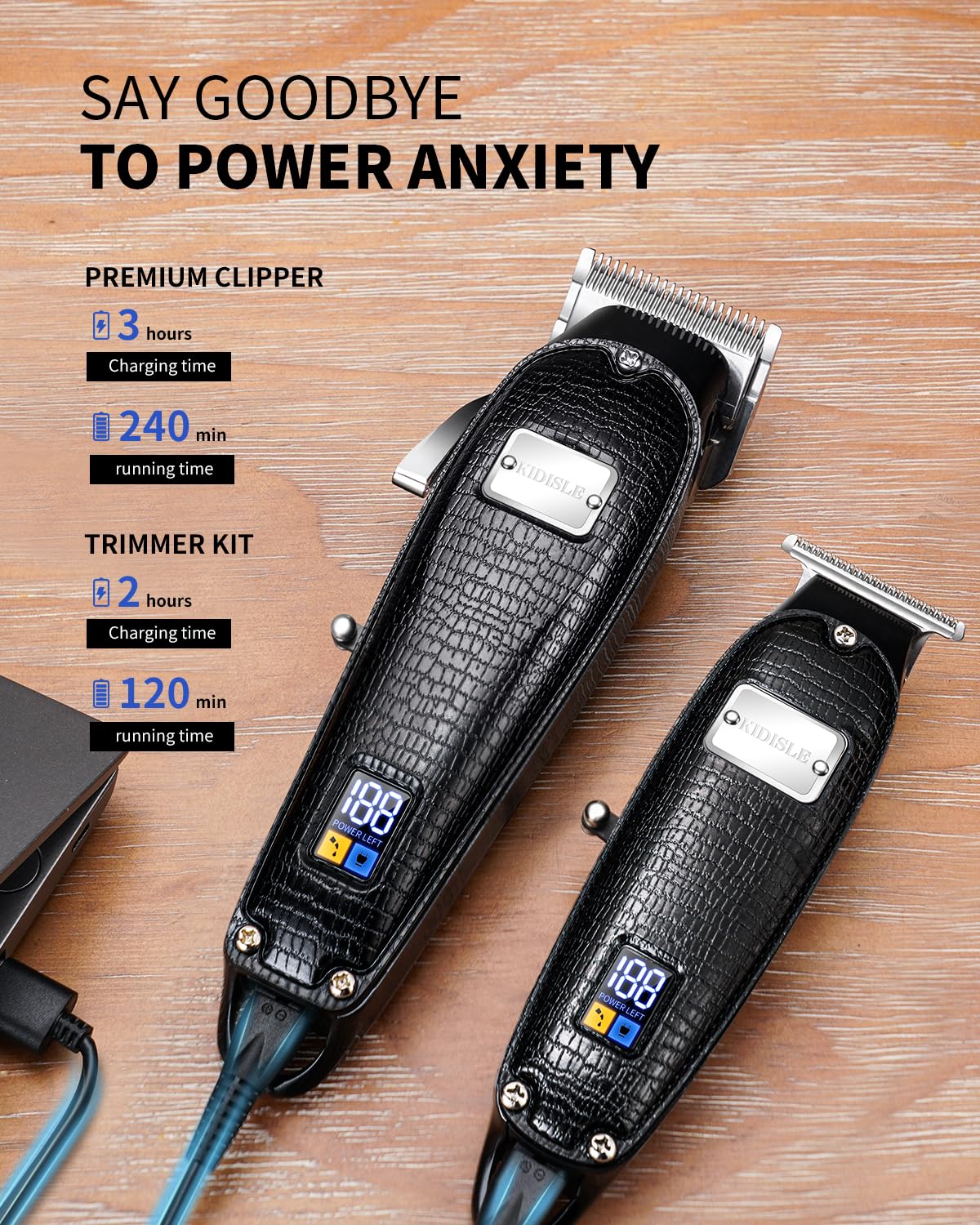 KIDISLE Hair Clippers for Men + T-Blade Barber Clippers, Precise Clippers for Hair Cutting, Cordless Hair Clippers, Led Display, Professional Hair Clippers, Fade Hair Trimmer with Travel Case