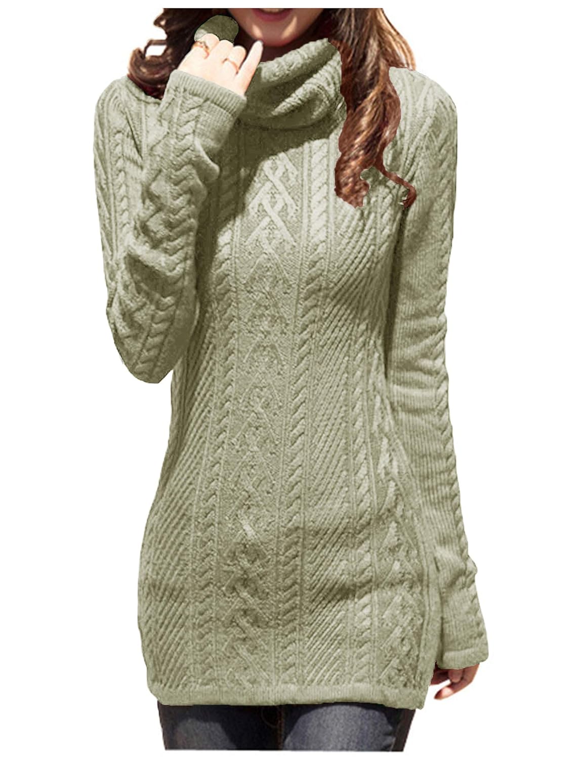 v28 Women Polo Neck Korea Knit Stretchable Elasticity Long Slim Sweater (6-10, Softgrass)