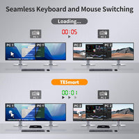 TESmart DisplayPort + HDMI KVM Switch 2 Monitors 2 Computers 4K@60Hz, Dual Monitor KVM Switch 2 Port Extended Display, EDID Emulators, USB 2.0, L/R Audio, Hotkey Switch, Button Switch with All Cables