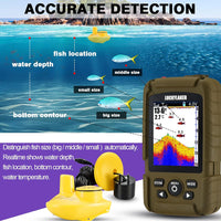 LUCKYLAKER Sensor Handheld Fish Finder Water LCD Boat Depth Finder Display Transducer Wireless Waterproof Fish Finders Transducer Fishing Gift