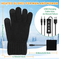 ACETOP USB Heated Gloves for Men and Women, Winter Warm Heating Gloves Full Hands Warmer with 3 Adjustable Temperature, Electric Touchscreen Gloves Washable Knitting Laptop Typing Gloves