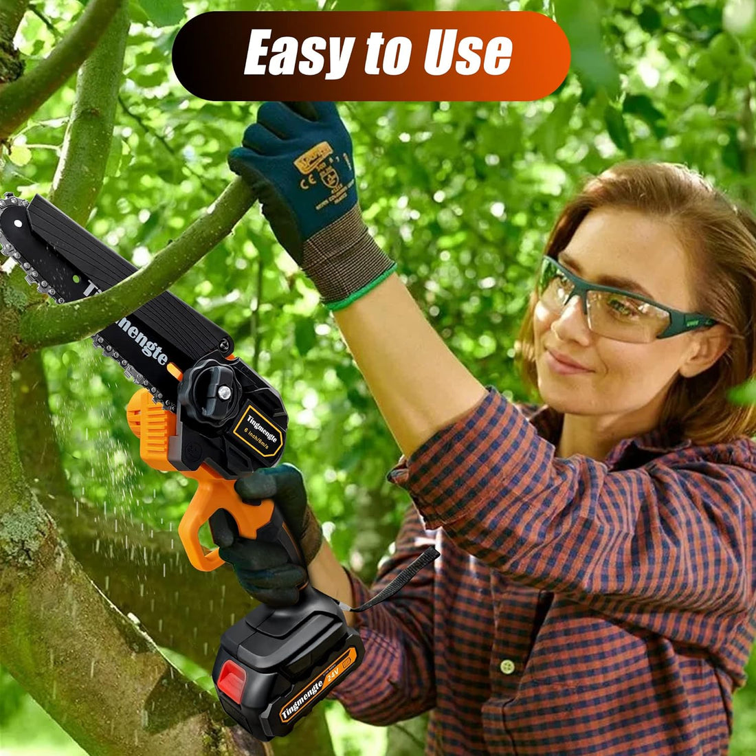 Mini Chainsaw, Tingmengte Best Electric Chainsaw Cordless, Small Handheld Chain Saw with 2 Rechargeable Battery, 6 inch Mini Power Chain Saw for Wood Cutting Tree Trimming Gardening